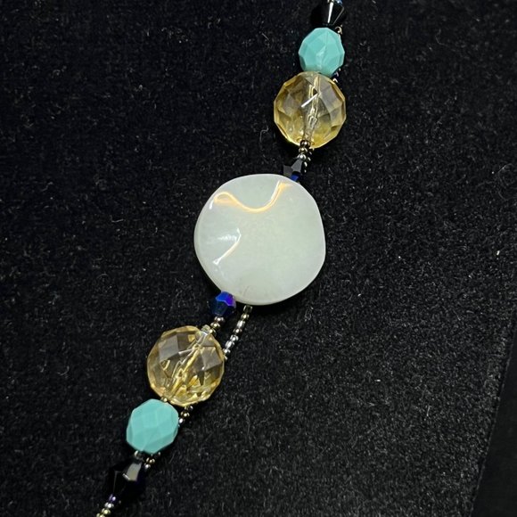 Vintage Lia Sophia Gold Tone Double Strand Jadeite And Seed Bead Necklace (2578) - Picture 3 of 6